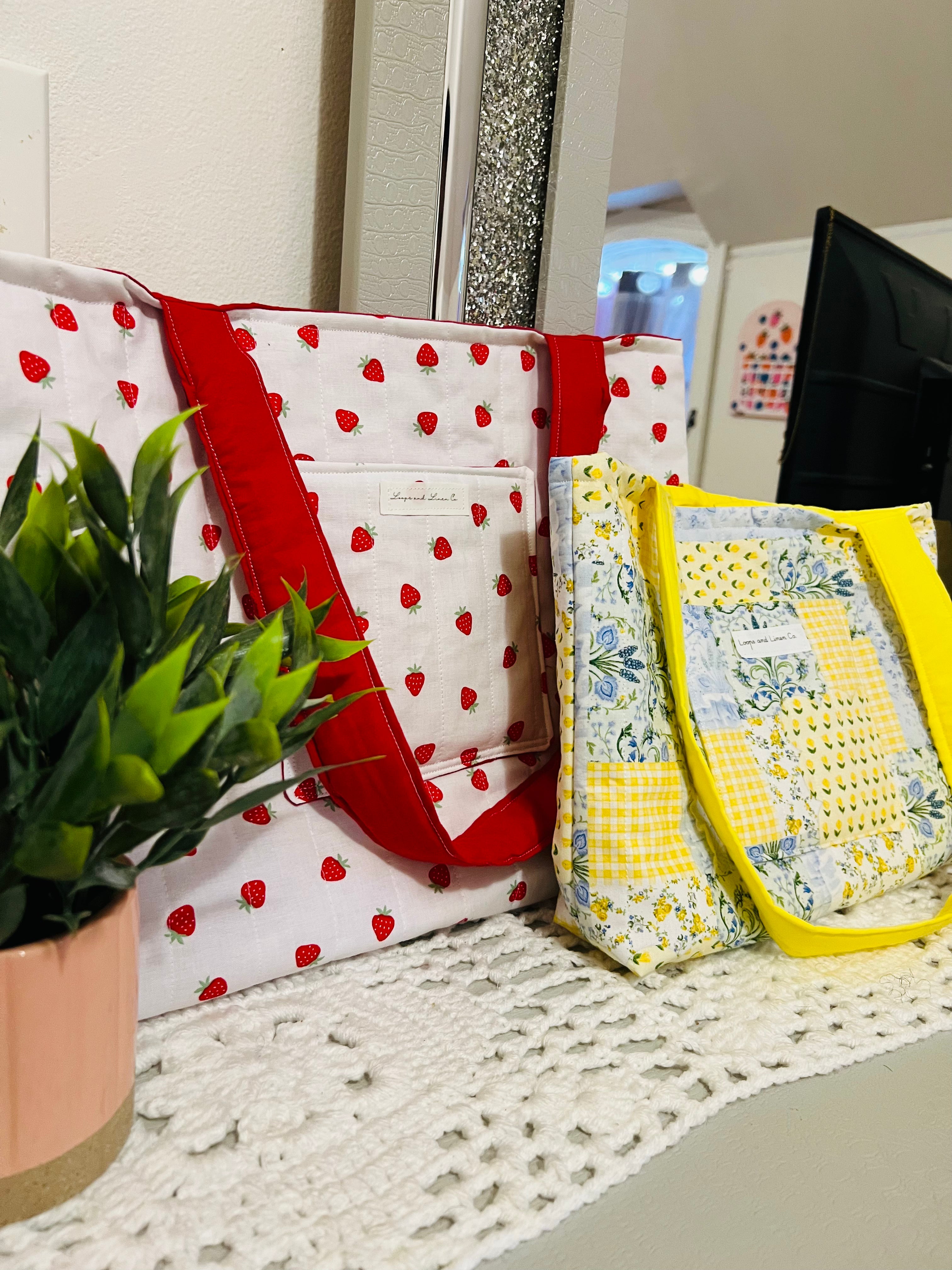 Quilted Tote Bag w/ front pocket