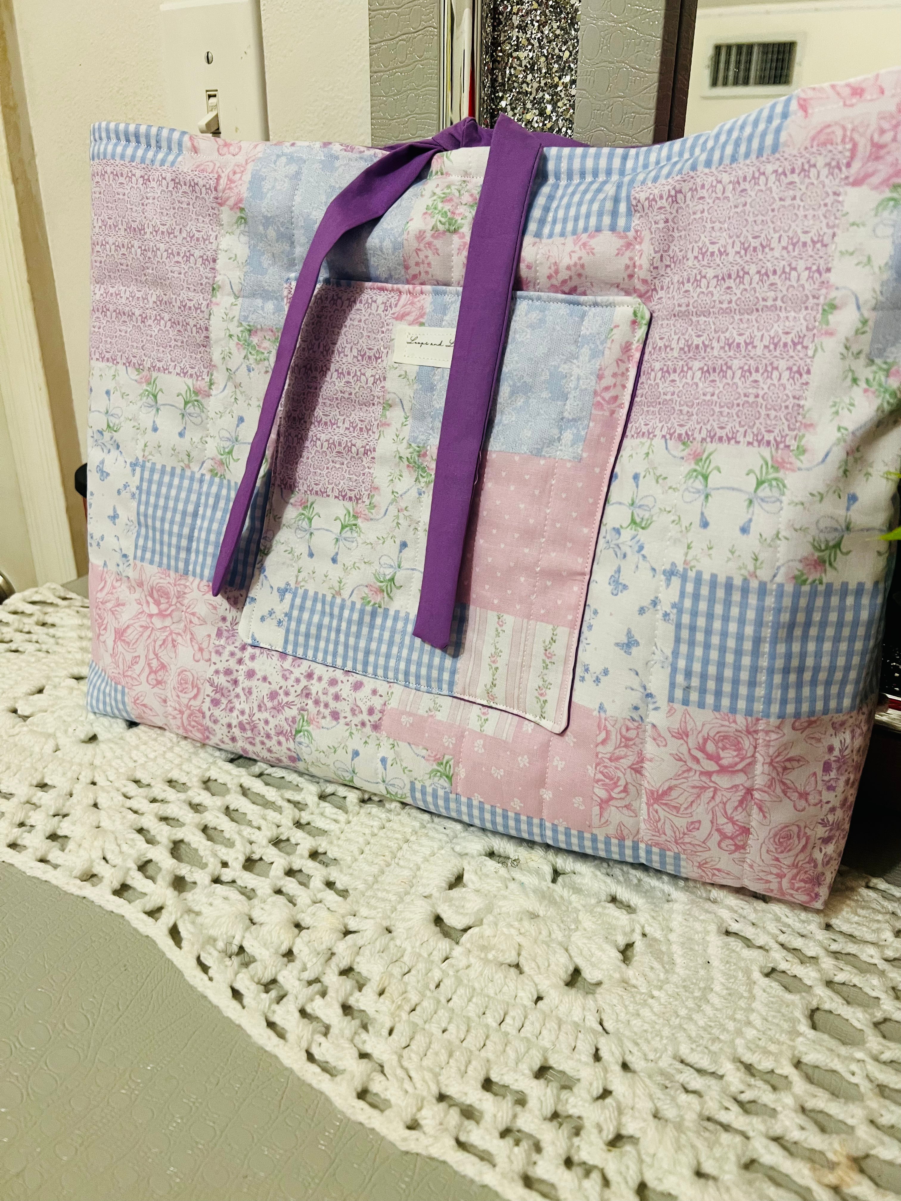 Quilted Tote Bag w/ front pocket