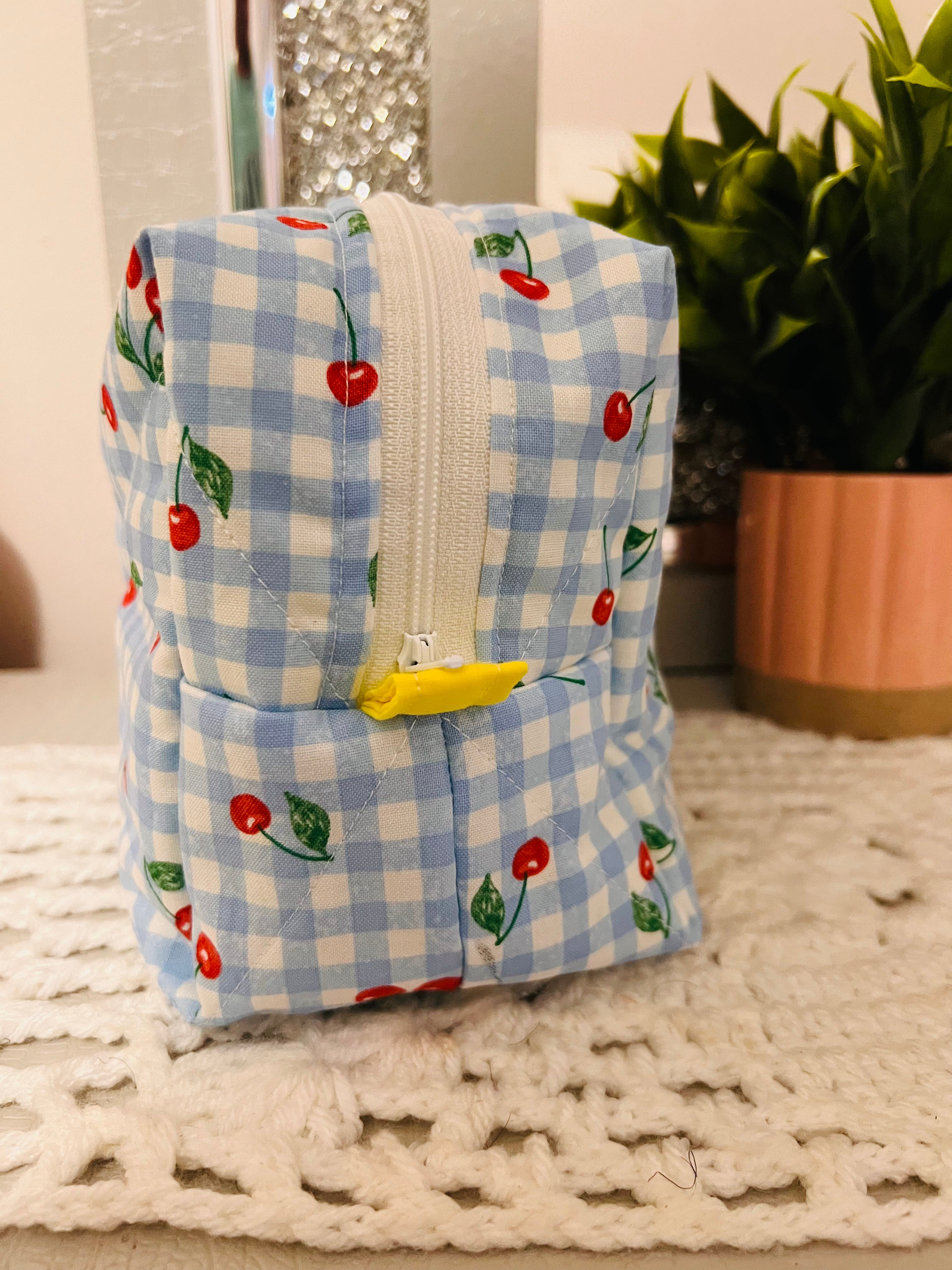 Gingham Cherries Regular Makeup Bags