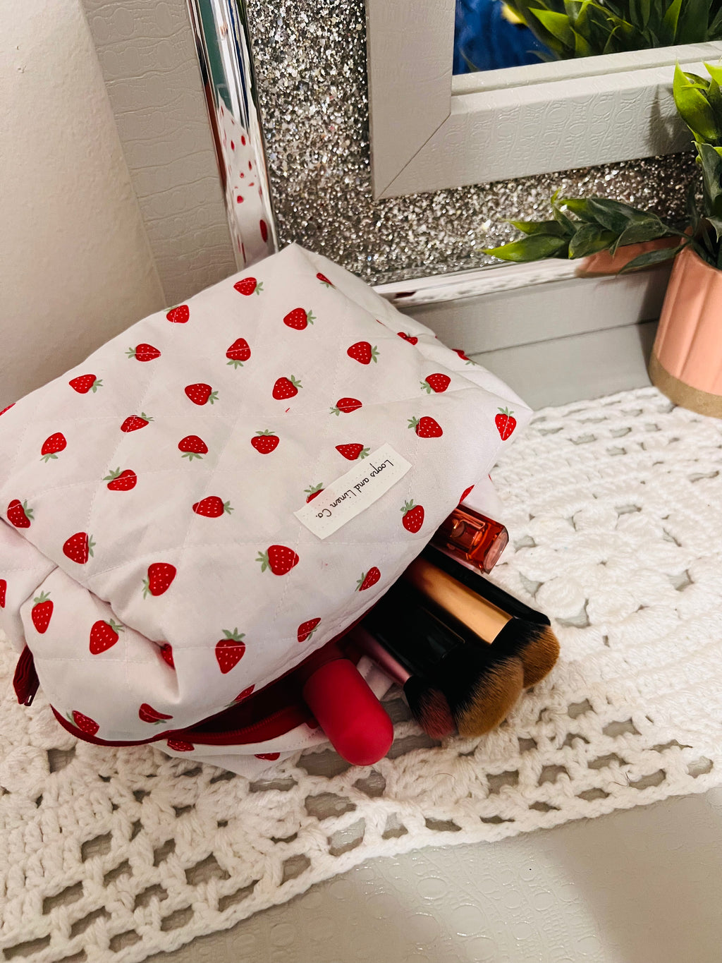 Strawberries and Cream Regular Makeup Bag