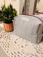 White & Black Polka Dot Regular Makeup Bag