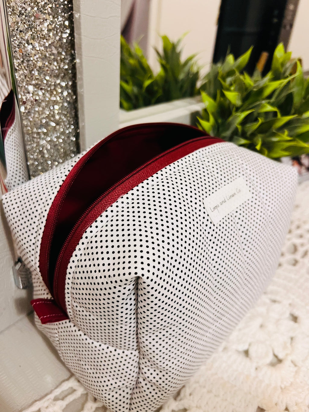 White & Black Polka Dot Regular Makeup Bag