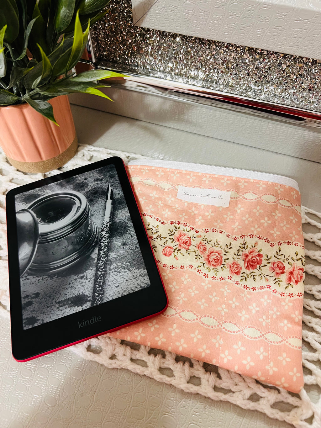 Pink & Cream Floral Pouch