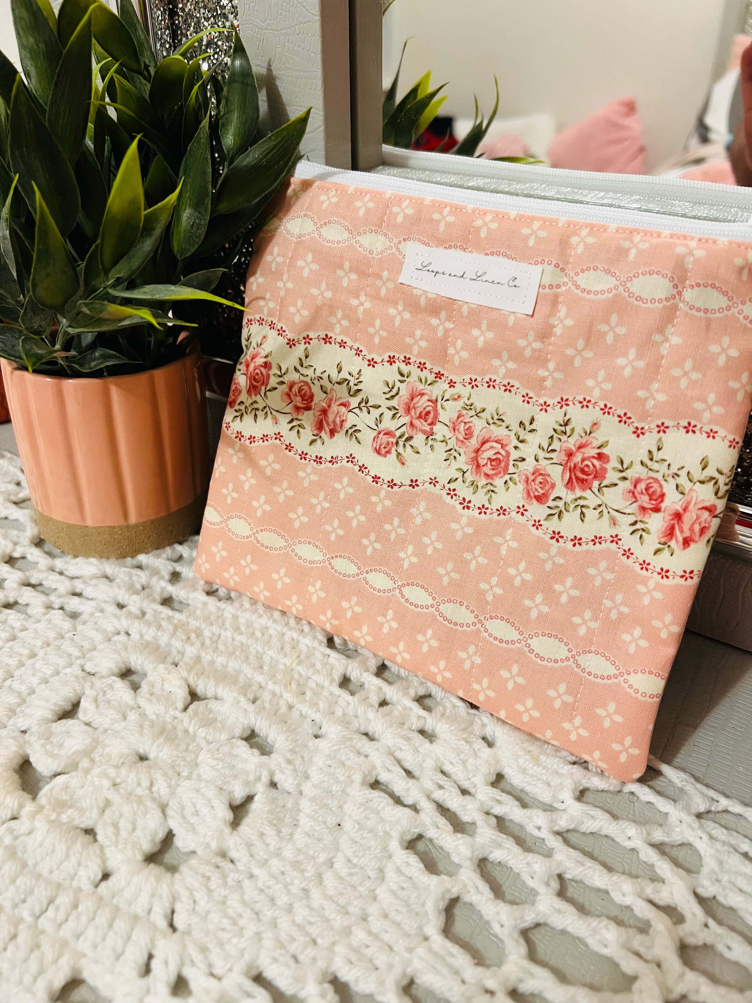 Pink & Cream Floral Pouch