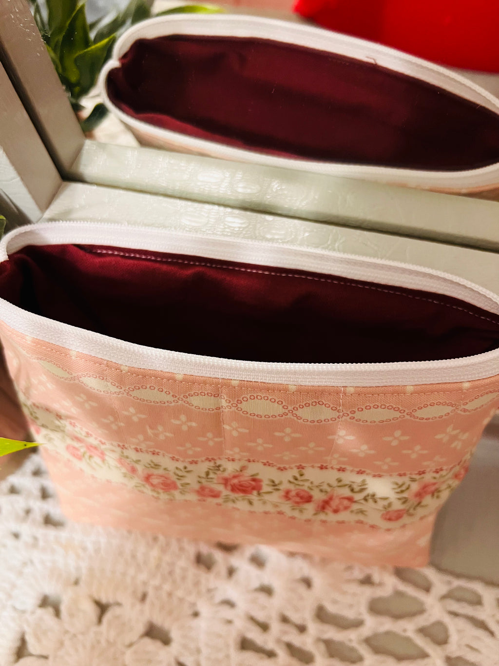 Pink & Cream Floral Pouch