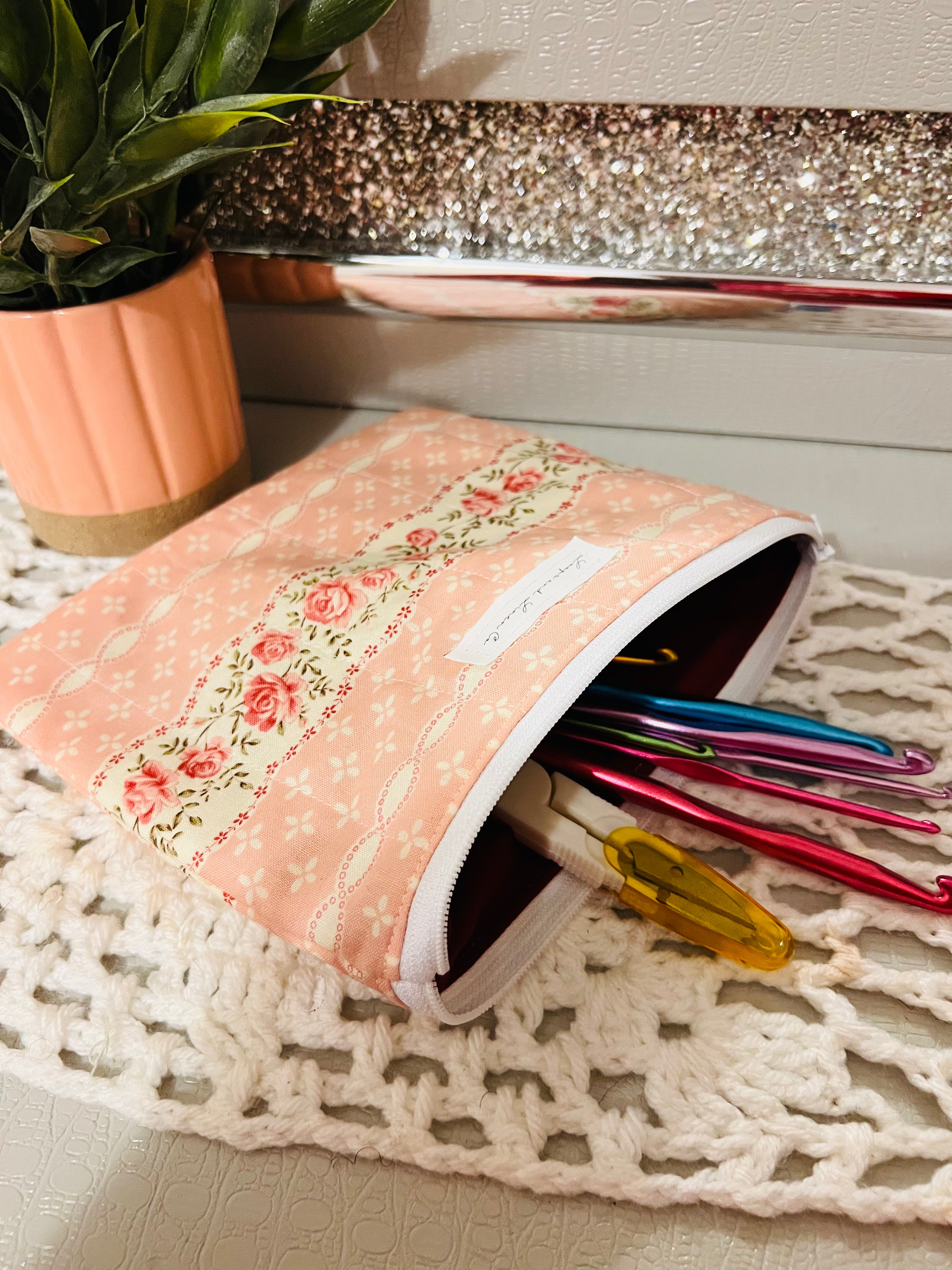 Pink & Cream Floral Pouch