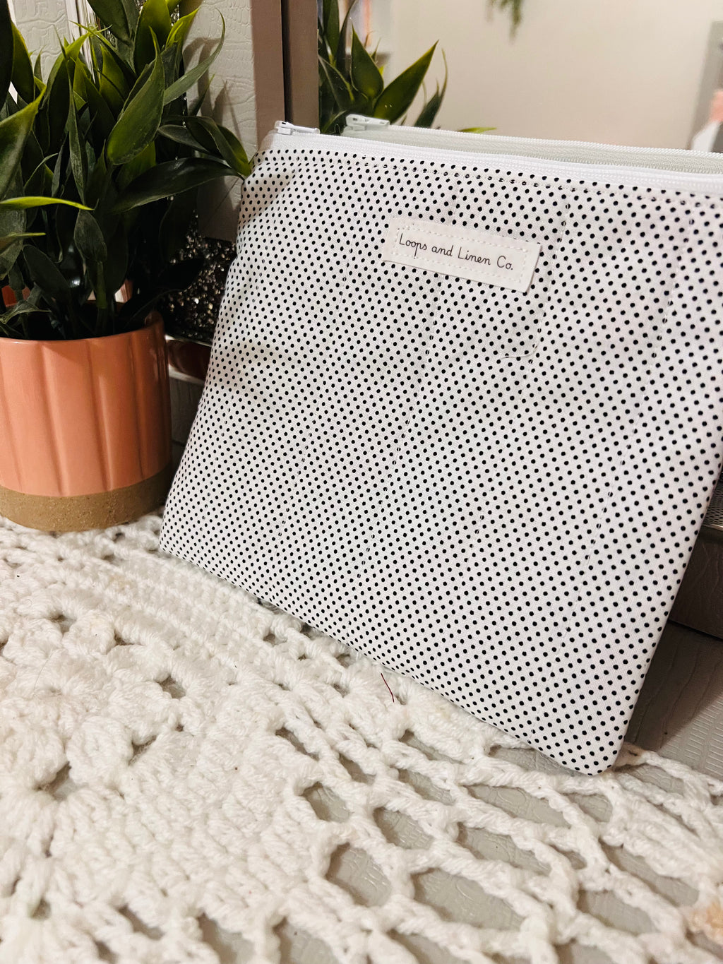 White & Black Polka Dot Pouch