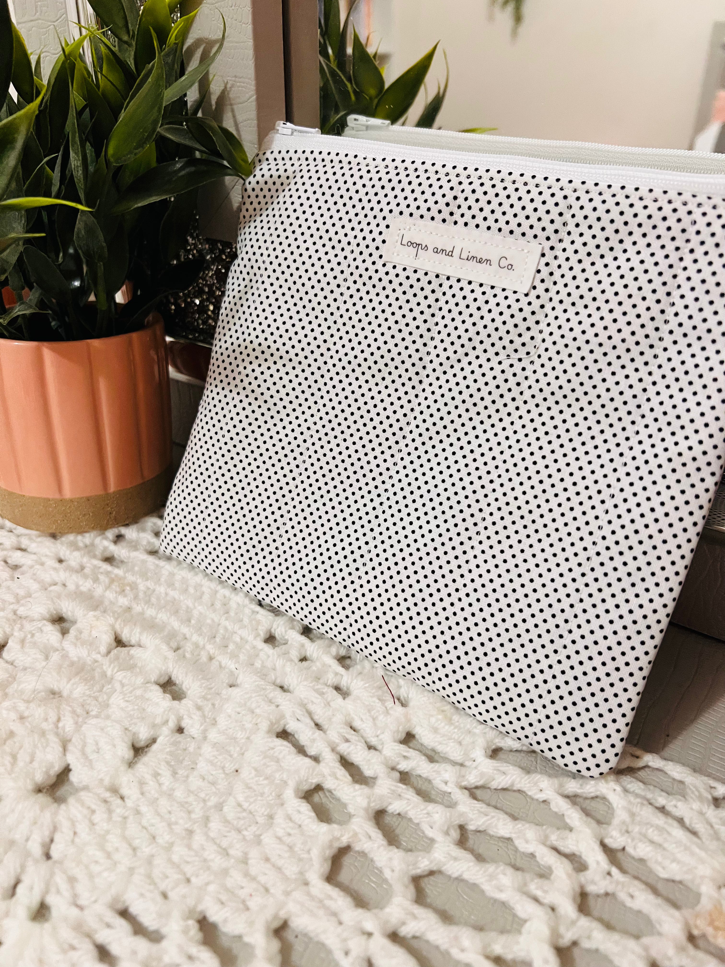 White & Black Polka Dot Pouch