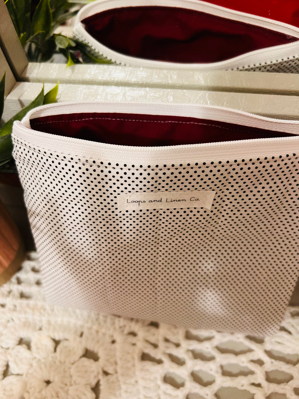 White & Black Polka Dot Pouch