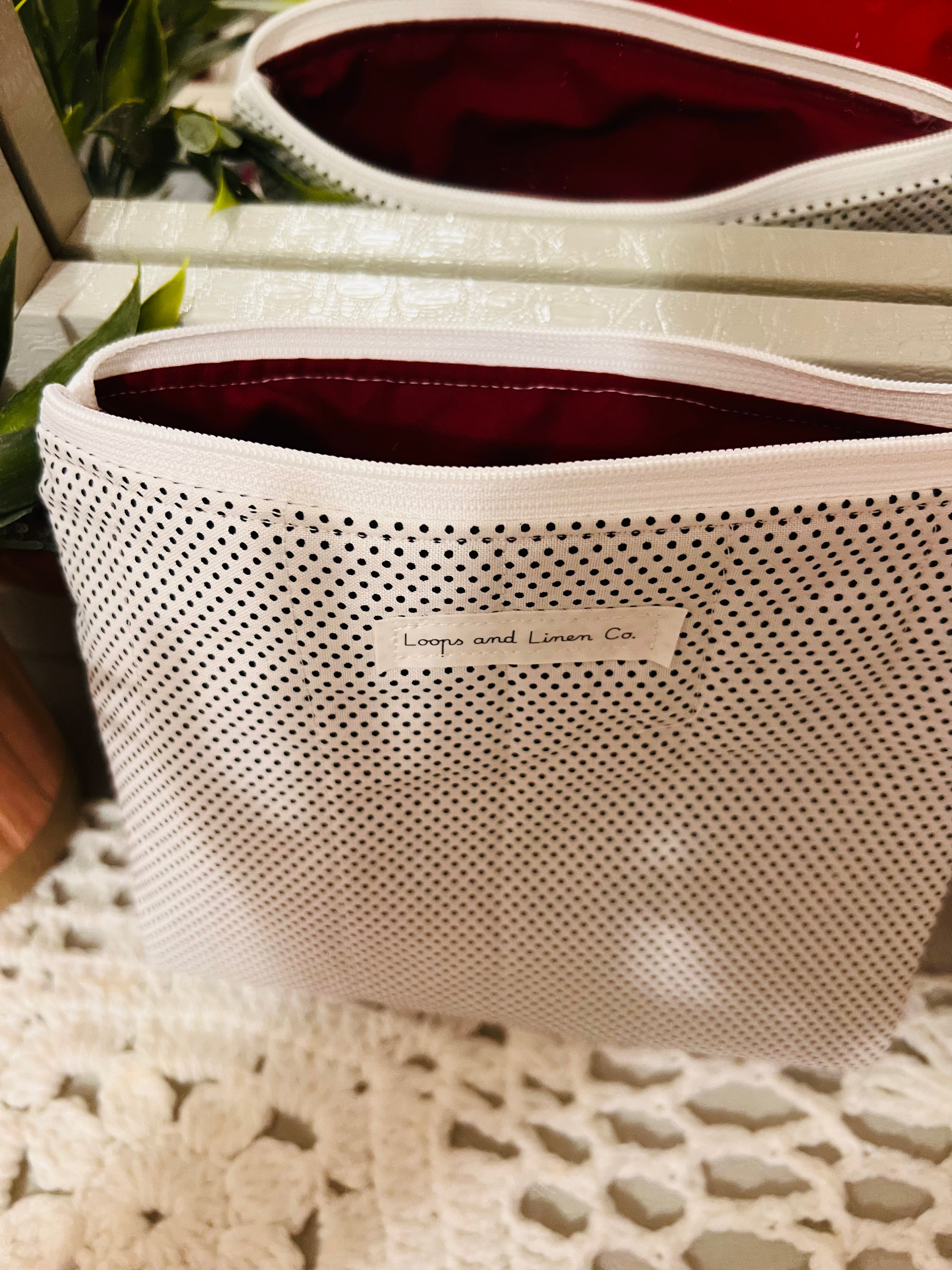 White & Black Polka Dot Pouch