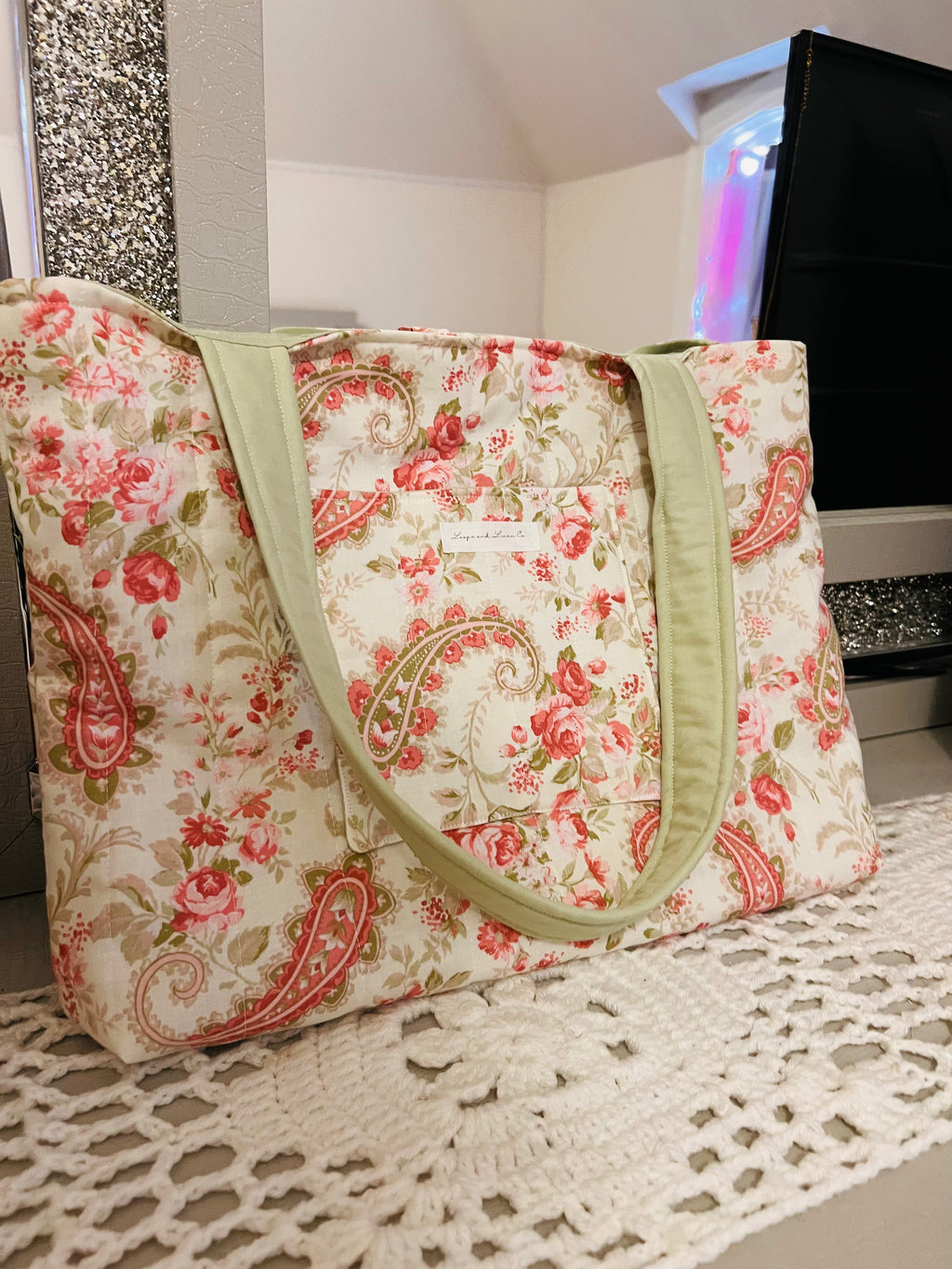 Rose Paisley Tote Bag