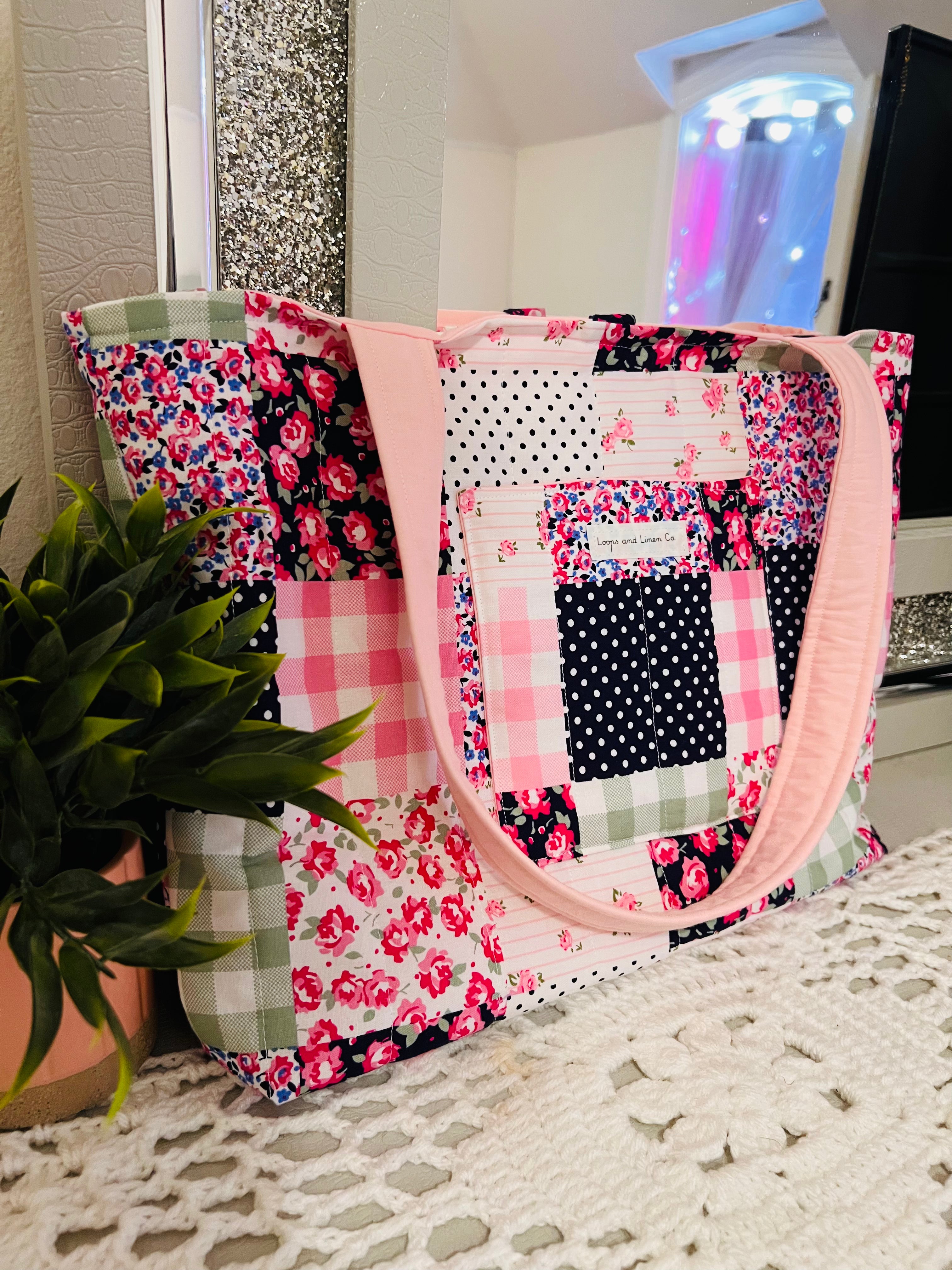 Preppy Patchwork Tote Bag