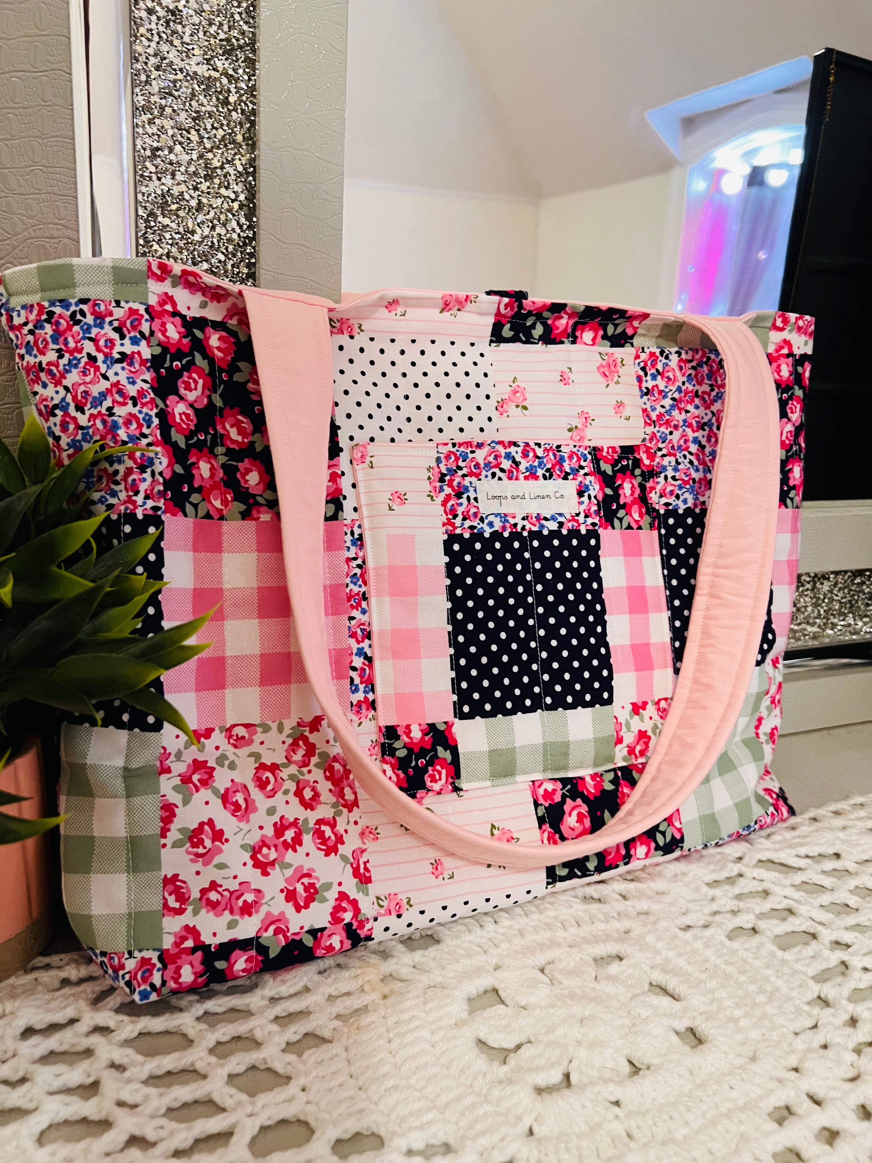 Preppy Patchwork Tote Bag