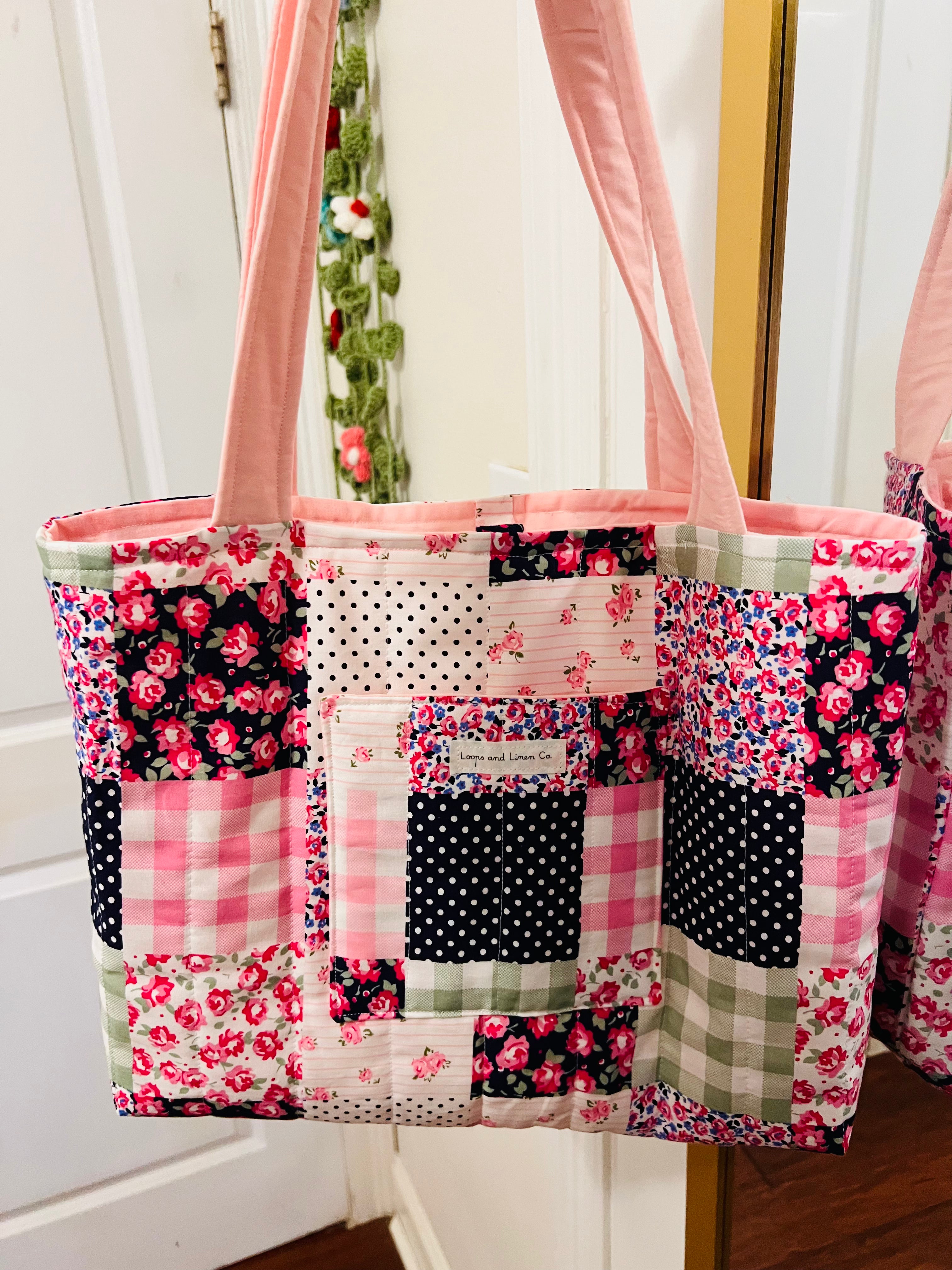 Preppy Patchwork Tote Bag